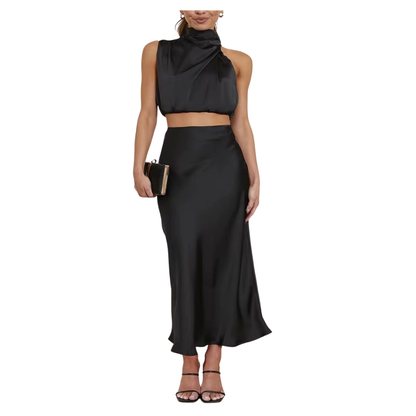 Deep V-Neck Belted Print Dress