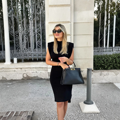 Deep V-Neck Belted Print Dress