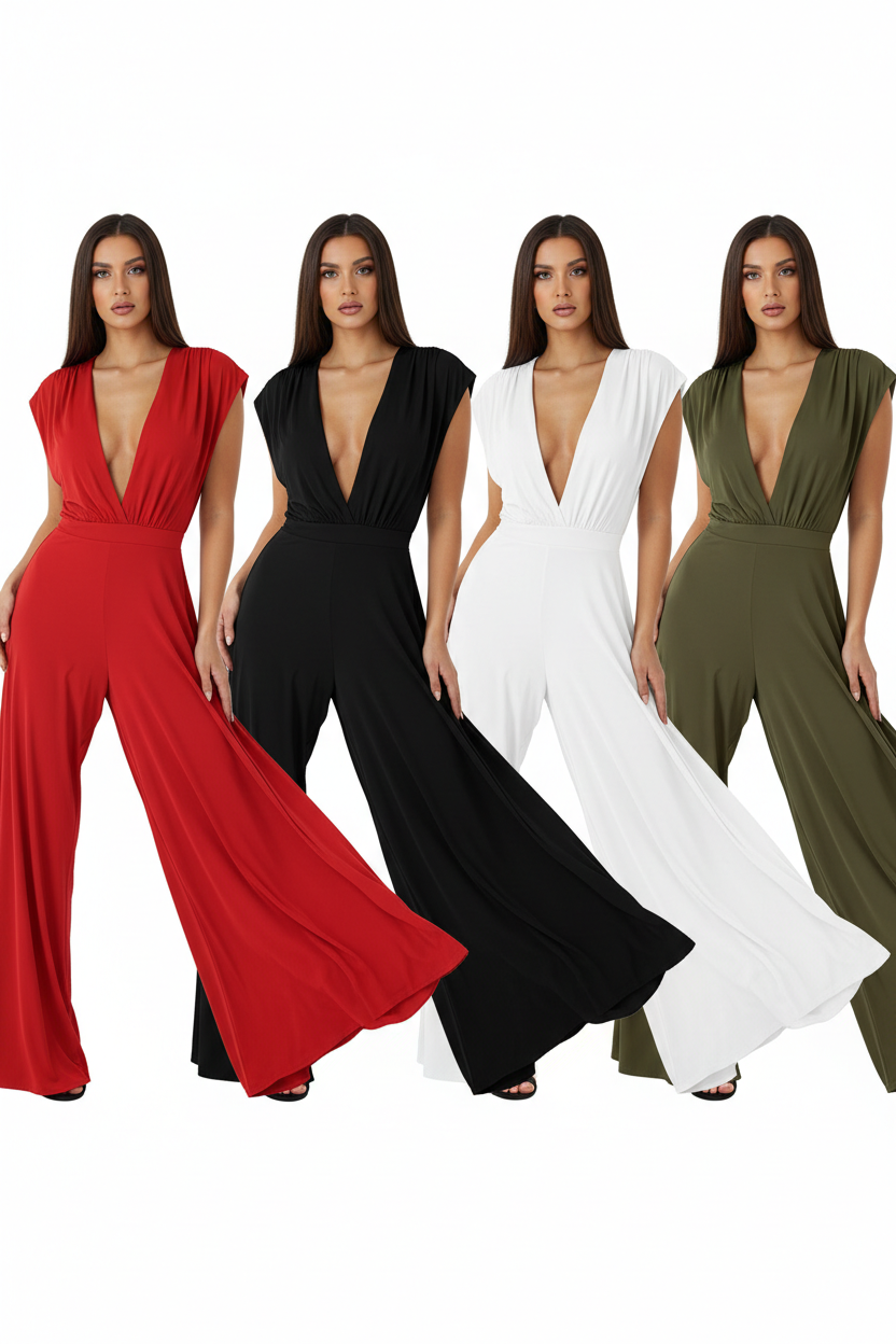 Women's Fitted Top Wide-Leg Romper